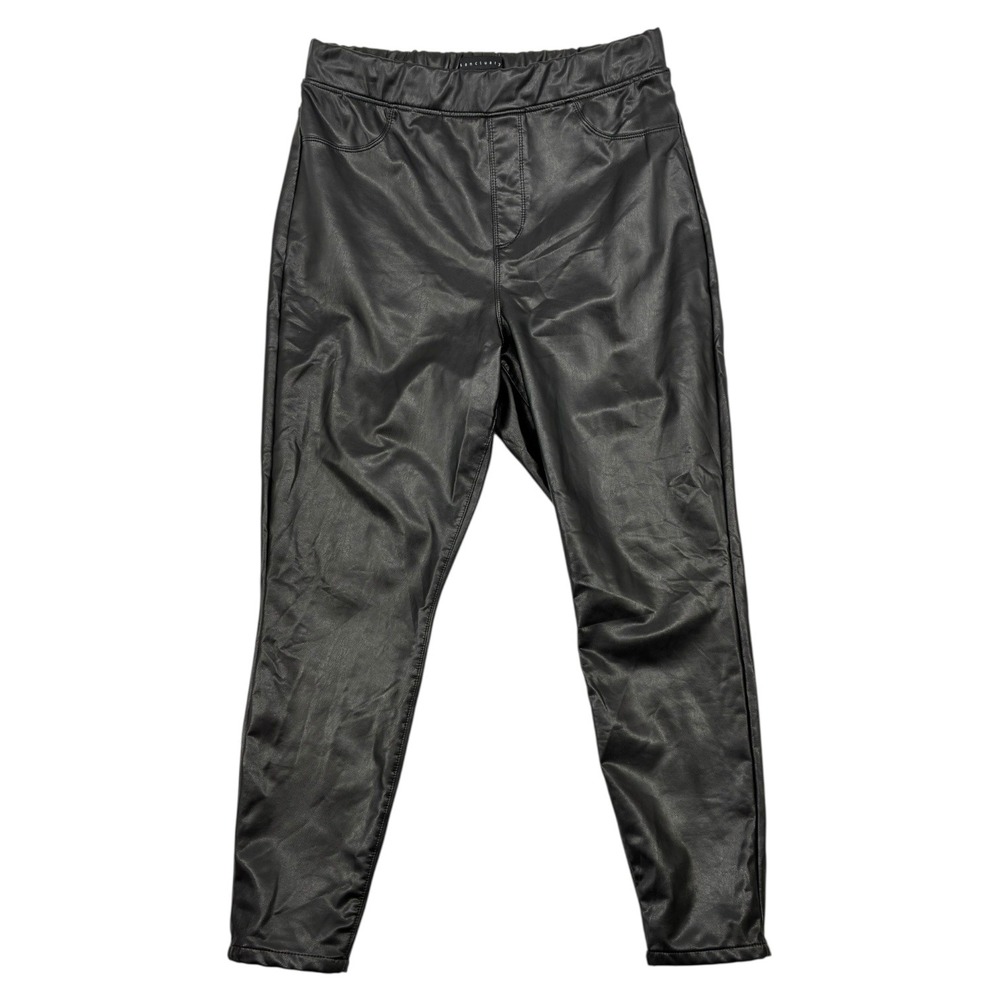 Sanctuary Black Faux Leather Pants Pull On Skinny‎ Stretch 1X Plus Size